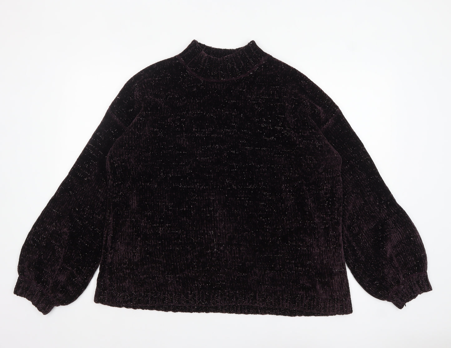 Next Women Purple Mock Neck Velour Jumper Size Large