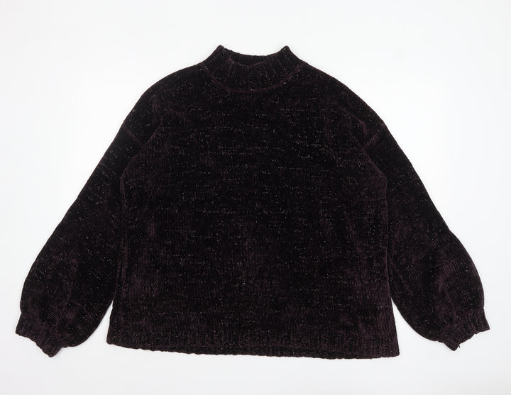Next Women Purple Mock Neck Velour Jumper Size Large
