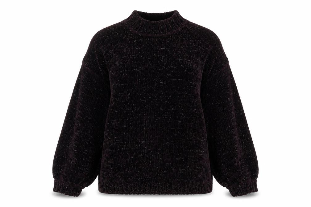 Front view of Next Women Purple Mock Neck Velour Jumper Size Large