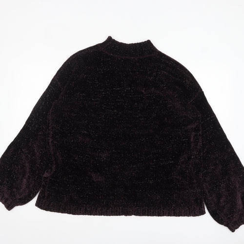 Next Women Purple Mock Neck Velour Jumper Size Large