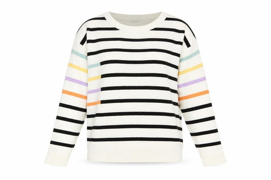 Front view of Next women’s multicoloured striped acrylic jumper m