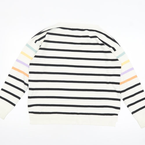 Next Womens Multicoloured Striped Acrylic Pullover Jumper M