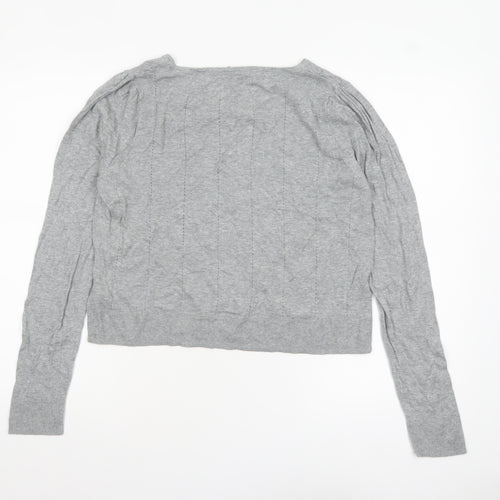Next Women’s Grey Cotton Cardigan Size 18 Long Sleeve Ruffle Trim