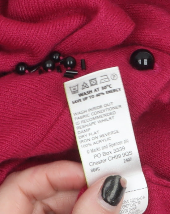 Marks and Spencer Women's Pink Beaded Cardigan Size 18
