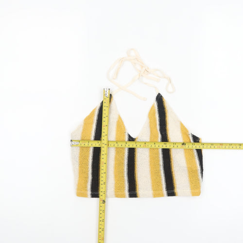 Zara Women Multicoloured Striped Knit Halter Crop Top S