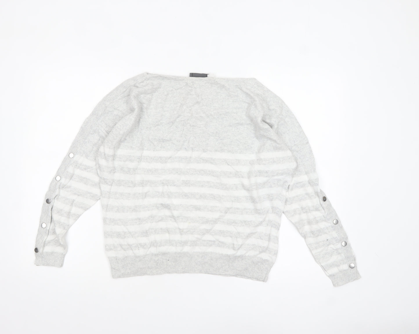 Mint Velvet Women's Grey Striped Boat Neck Pullover Jumper M