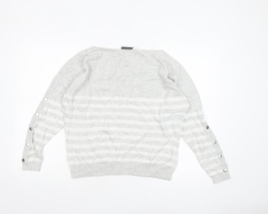 Mint Velvet Women's Grey Striped Boat Neck Pullover Jumper M