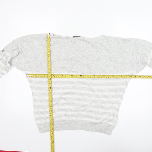 Mint Velvet Women's Grey Striped Boat Neck Pullover Jumper M