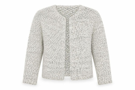 Front view of David Emanuel Women's Ivory Chunky Knit Open Cardigan, size M