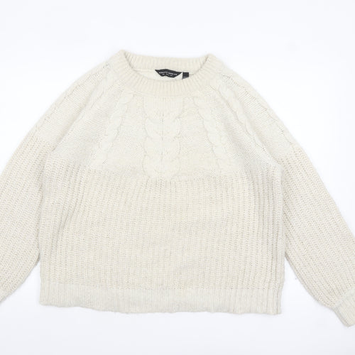 Dorothy Perkins Women’s Ivory Cable Knit Pullover Jumper Size L
