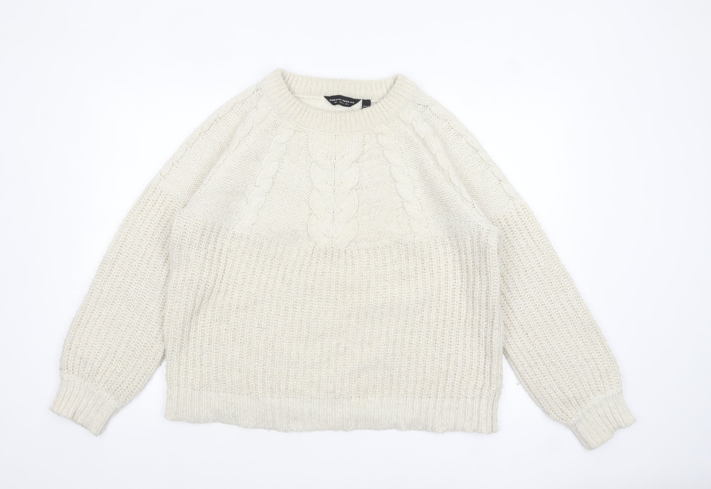 Dorothy Perkins Women’s Ivory Cable Knit Pullover Jumper Size L