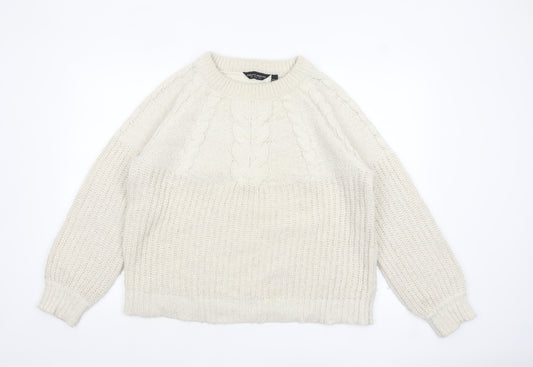 Dorothy Perkins Women’s Ivory Cable Knit Pullover Jumper Size L