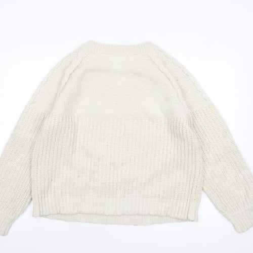 Dorothy Perkins Women’s Ivory Cable Knit Pullover Jumper Size L