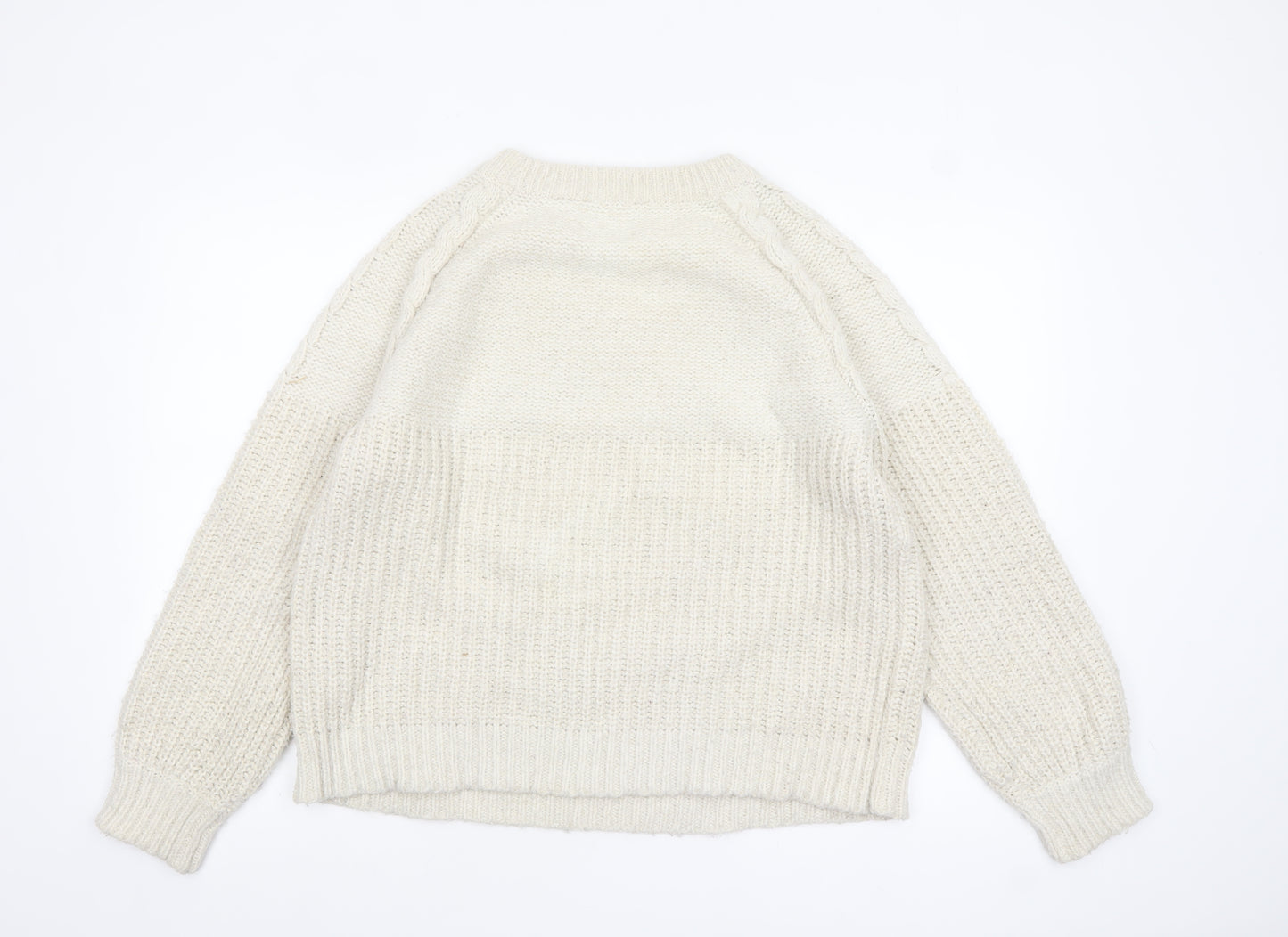 Dorothy Perkins Women’s Ivory Cable Knit Pullover Jumper Size L
