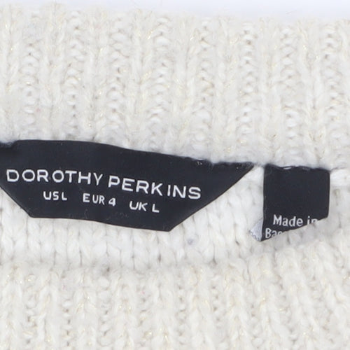 Dorothy Perkins Women’s Ivory Cable Knit Pullover Jumper Size L