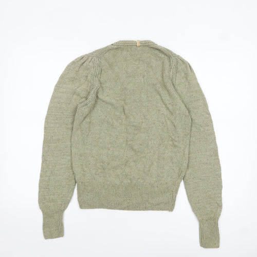 Marks and Spencer Per Una Women's Green Henley Jumper Size 10 Knit Long Sleeve