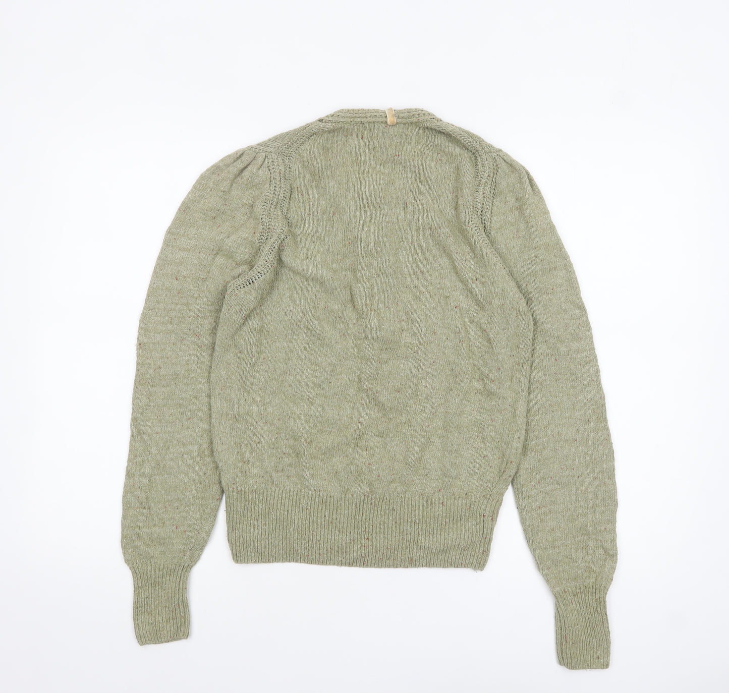 Marks and Spencer Per Una Women's Green Henley Jumper Size 10 Knit Long Sleeve