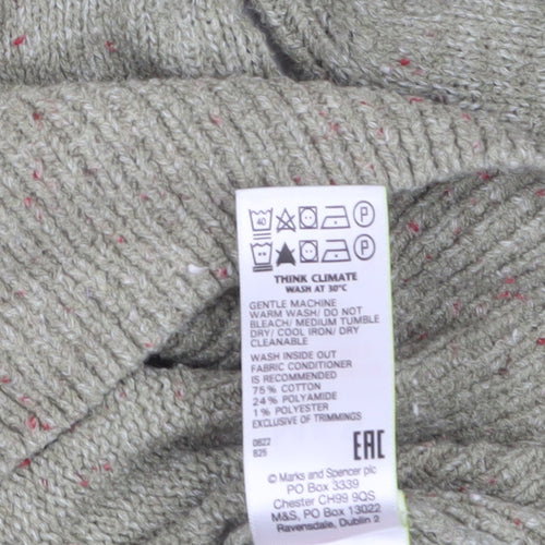 Marks and Spencer Per Una Women's Green Henley Jumper Size 10 Knit Long Sleeve