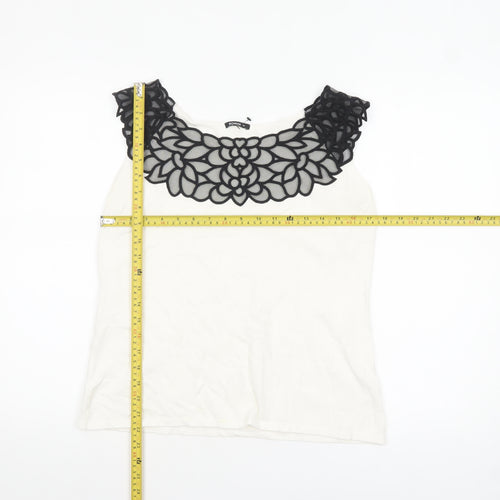 Roman Originals Women's Ivory Lace Neck Sleeveless Camisole Top Size 14