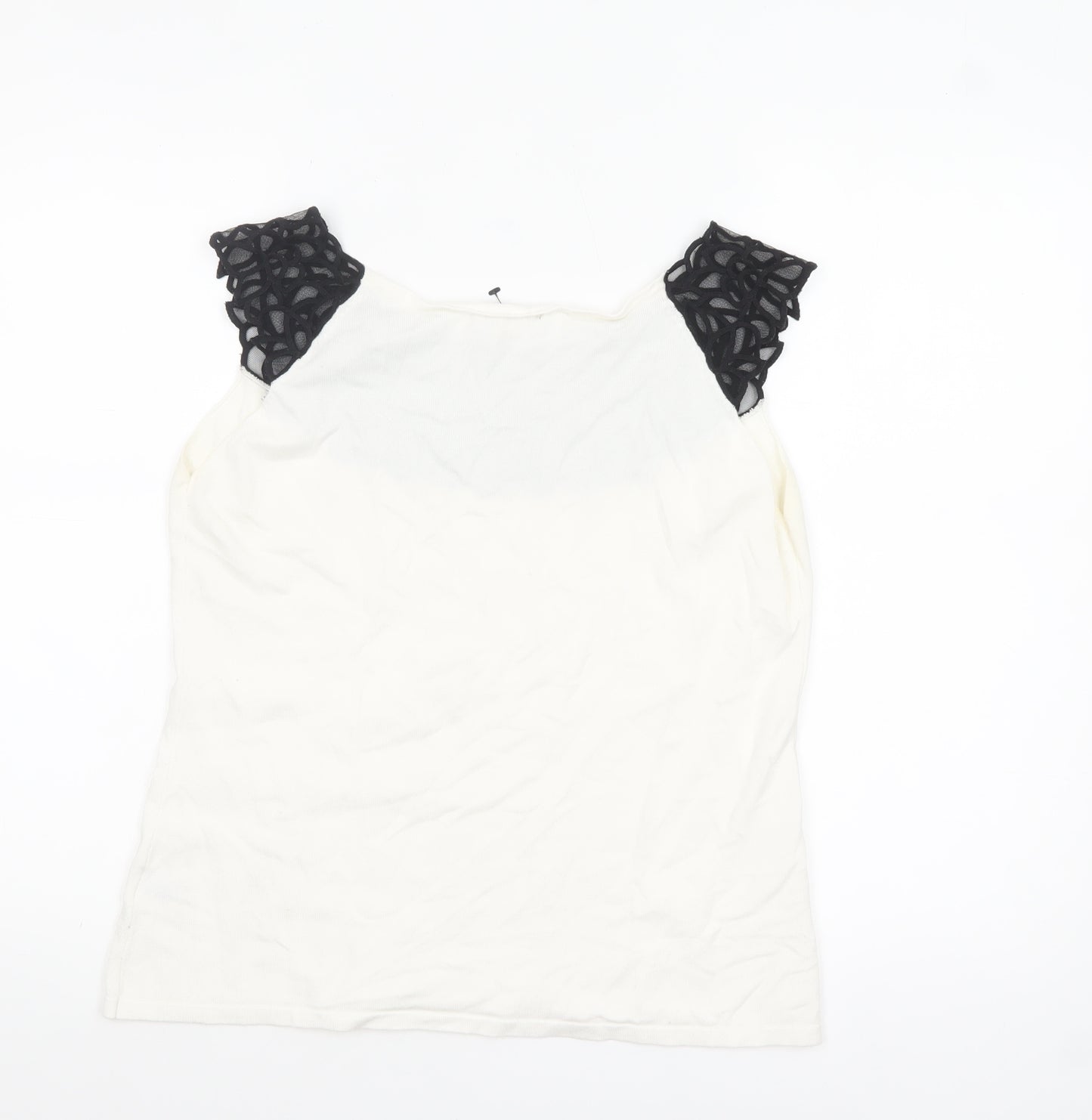 Roman Originals Women's Ivory Lace Neck Sleeveless Camisole Top Size 14