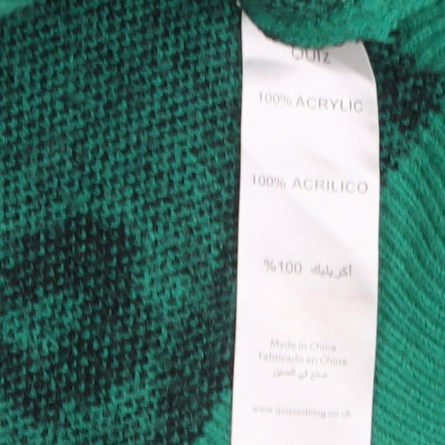 Quiz Women Green Animal Print Mock Neck Pullover Jumper L