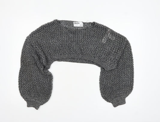 Primark Women Silver Open-Knit Shrug L Lightweight Jumper