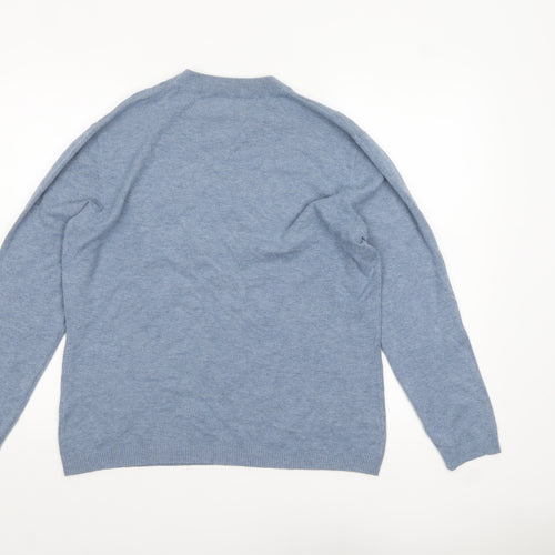 Etoile Women's Blue Butterfly Embroidered Crew Neck Wool Blend Jumper M