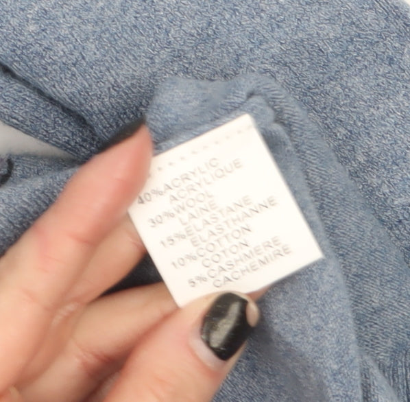 Etoile Women's Blue Butterfly Embroidered Crew Neck Wool Blend Jumper M