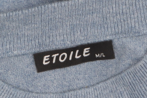 Etoile Women's Blue Butterfly Embroidered Crew Neck Wool Blend Jumper M