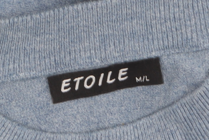 Etoile Women's Blue Butterfly Embroidered Crew Neck Wool Blend Jumper M