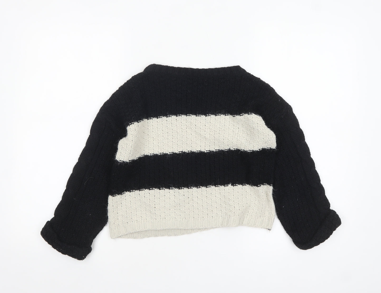 River Island Womens Black Striped Knit Crew Neck Jumper Size 6
