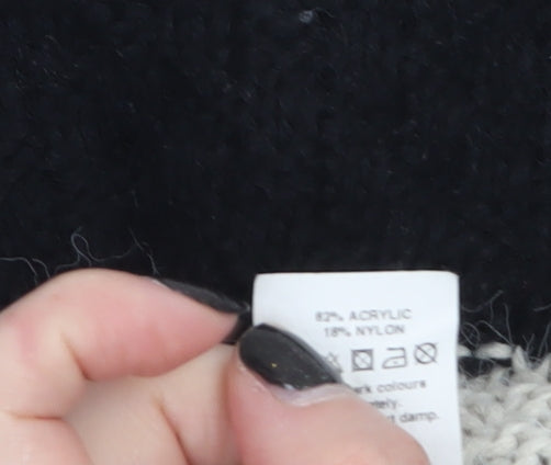 River Island Womens Black Striped Knit Crew Neck Jumper Size 6
