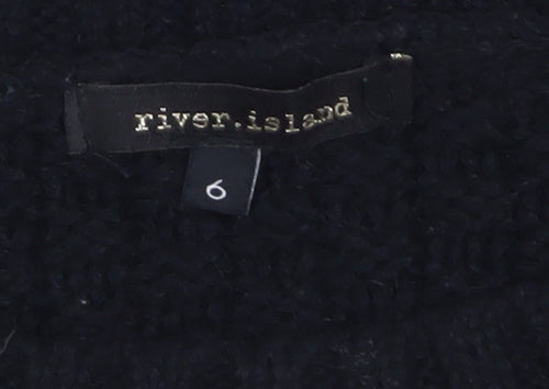 River Island Womens Black Striped Knit Crew Neck Jumper Size 6