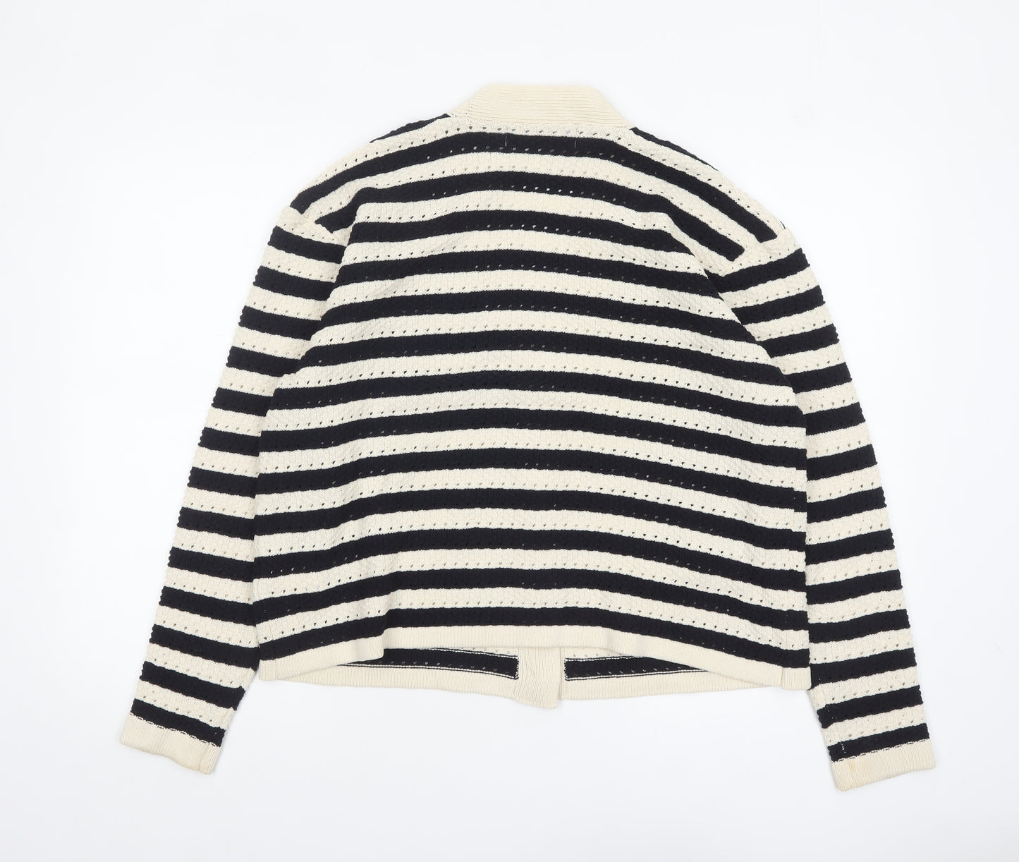 Primark Women Black & Beige Striped V-Neck Cardigan XL Acrylic Knit