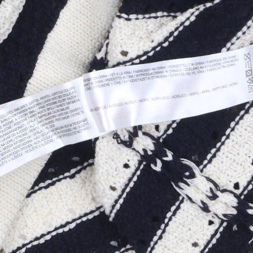 Primark Women Black & Beige Striped V-Neck Cardigan XL Acrylic Knit