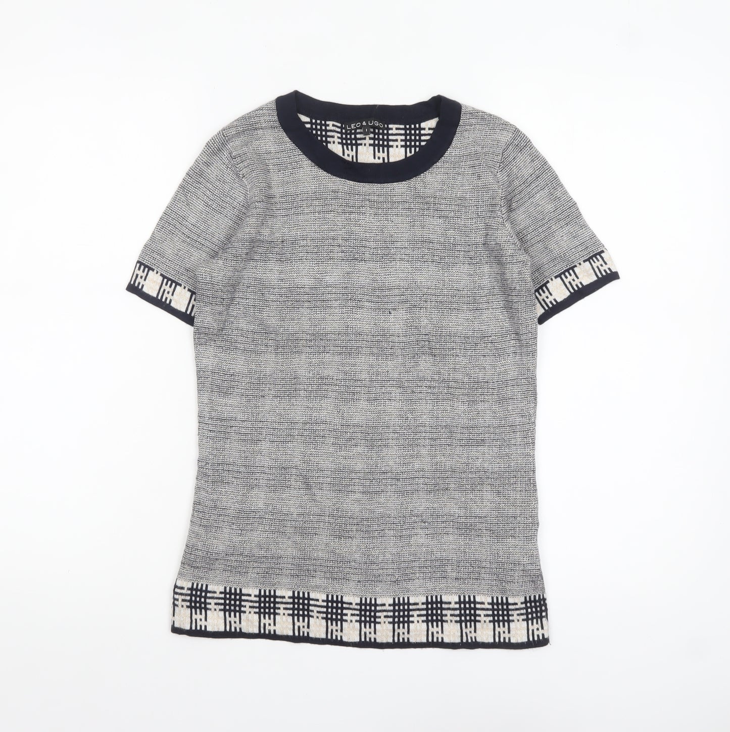 Leo & Ugo Women's Blue Short Sleeve Knit Jumper Size S