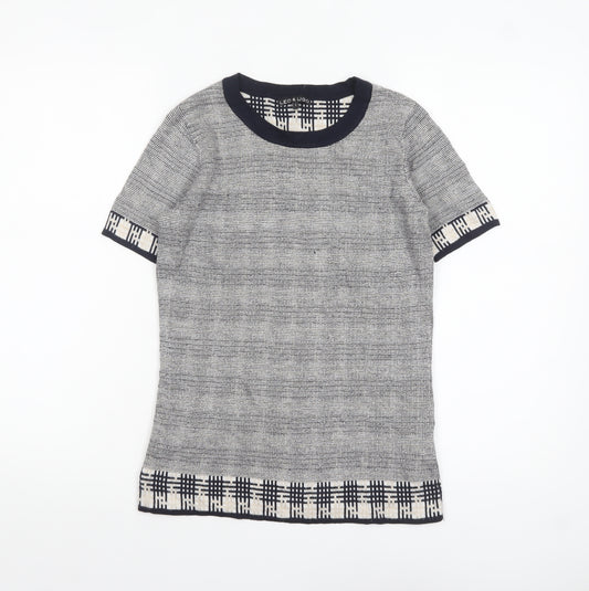 Leo & Ugo Women's Blue Short Sleeve Knit Jumper Size S