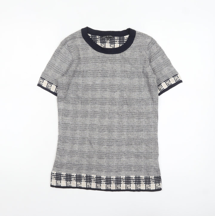 Leo & Ugo Women's Blue Short Sleeve Knit Jumper Size S