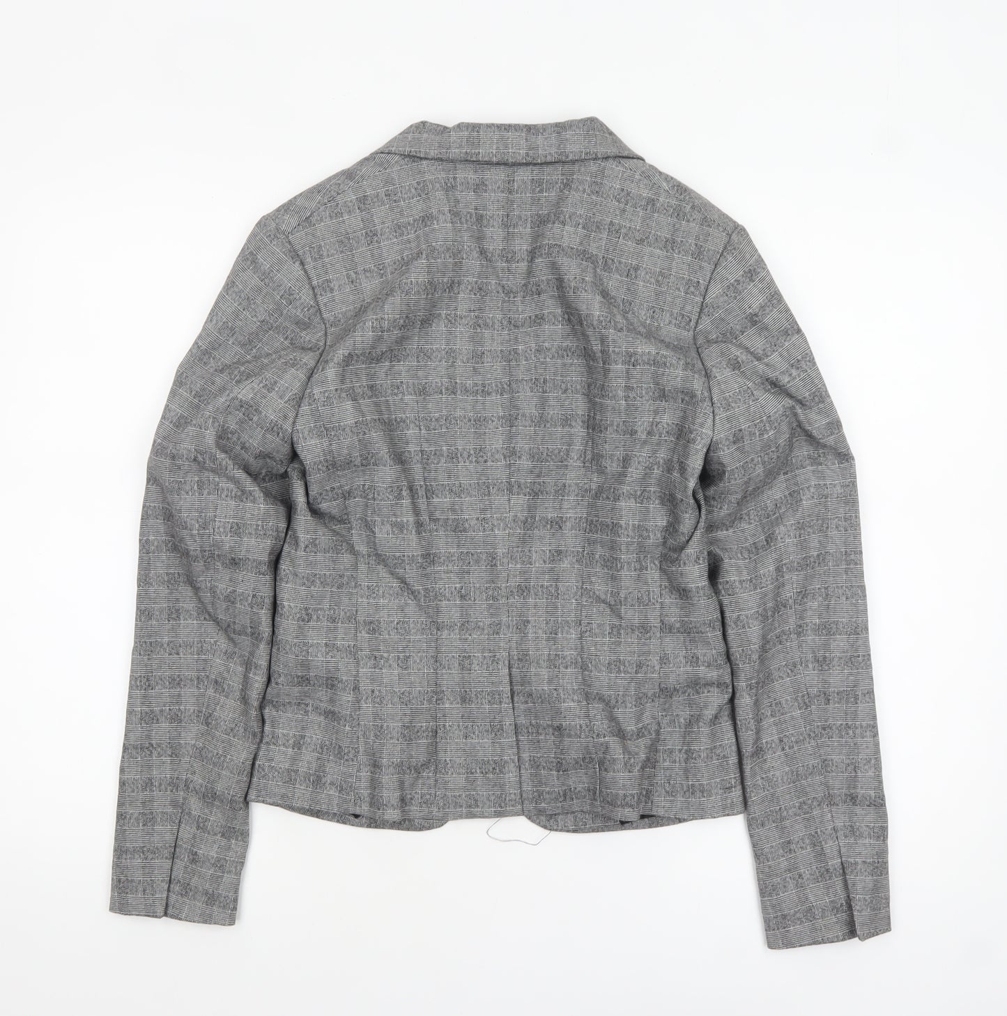 H&M Women Grey Checked Single-Breasted Blazer UK 8 Classic Fit