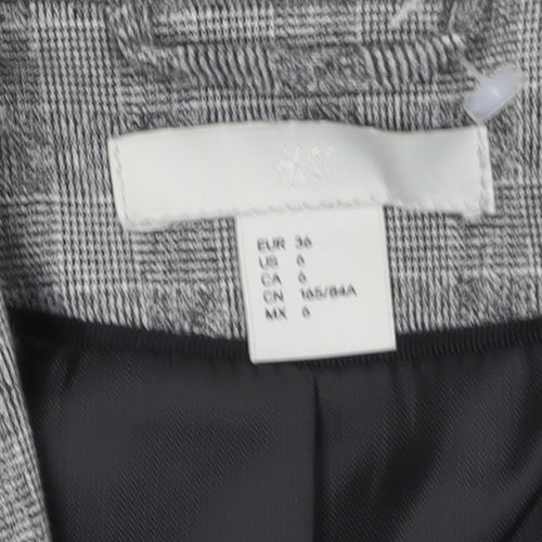 H&M Women Grey Checked Single-Breasted Blazer UK 8 Classic Fit