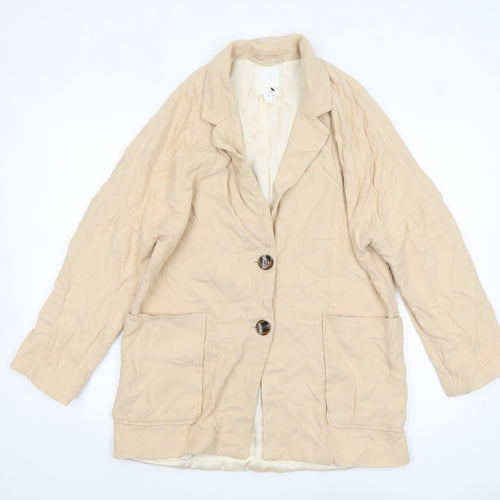 H&M Women’s Beige Linen Blend Relaxed Fit Blazer Size S