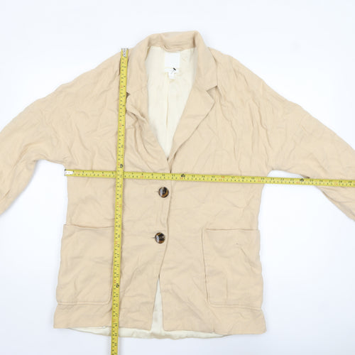 H&M Women’s Beige Linen Blend Relaxed Fit Blazer Size S