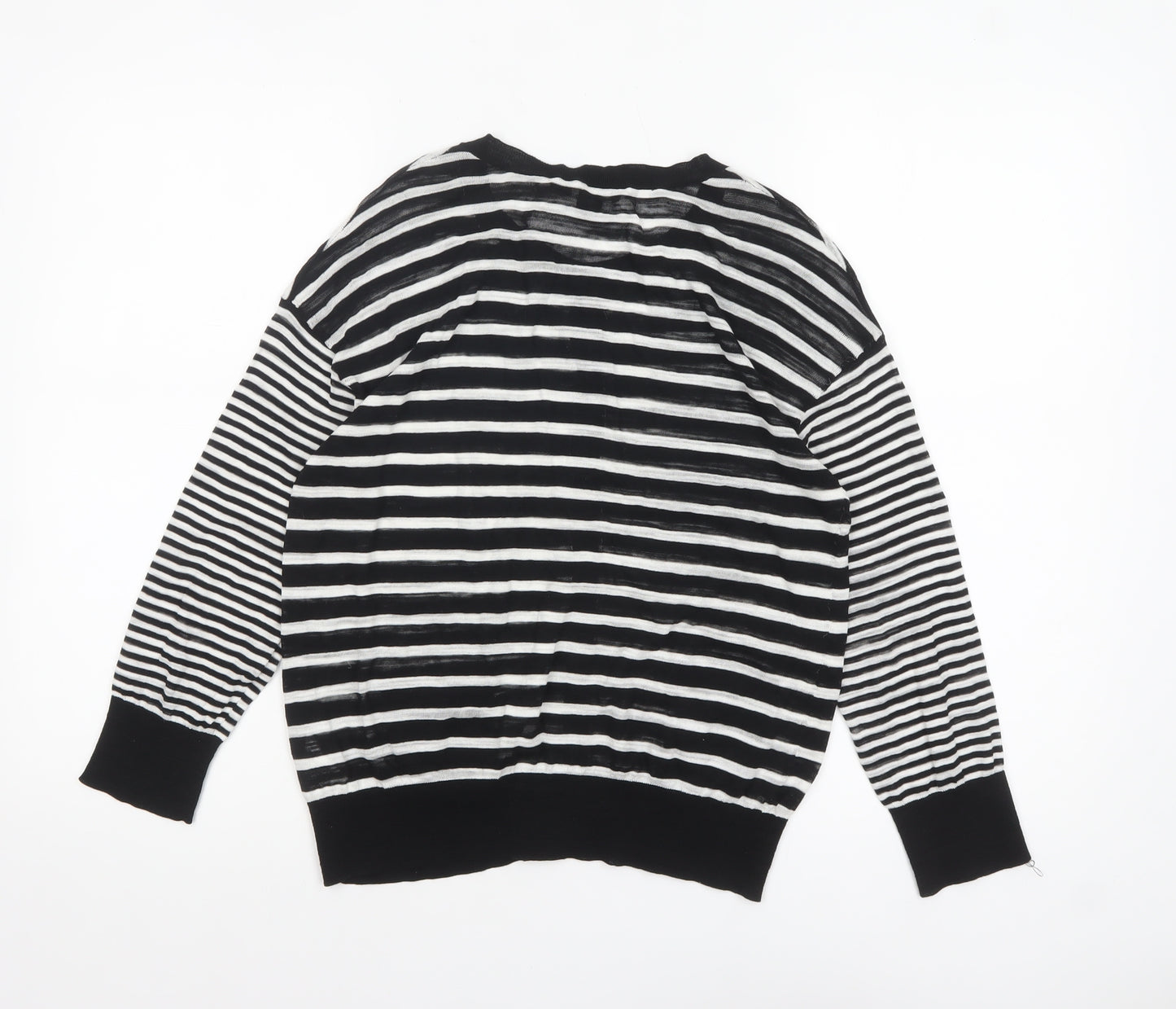 DKNY Women's Black Striped Cotton Cardigan Jumper Size S
