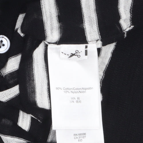 DKNY Women's Black Striped Cotton Cardigan Jumper Size S
