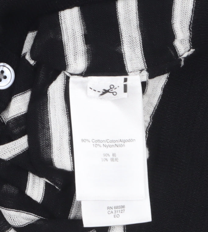 DKNY Women's Black Striped Cotton Cardigan Jumper Size S