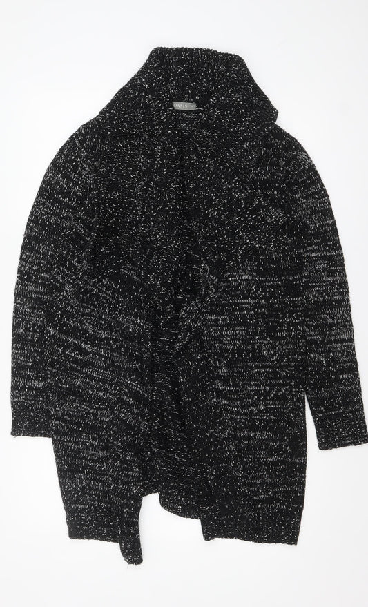 Oasis Women's Black Chunky Knit Open Front Cardigan M