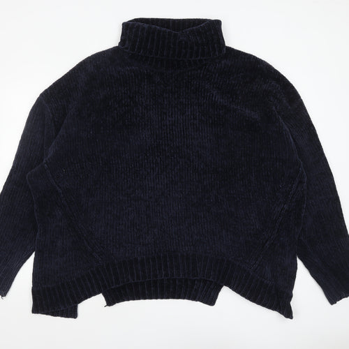 River Island Women’s Blue Roll Neck Chunky Knit Pullover Jumper L
