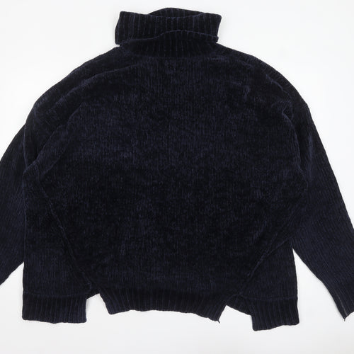 River Island Women’s Blue Roll Neck Chunky Knit Pullover Jumper L