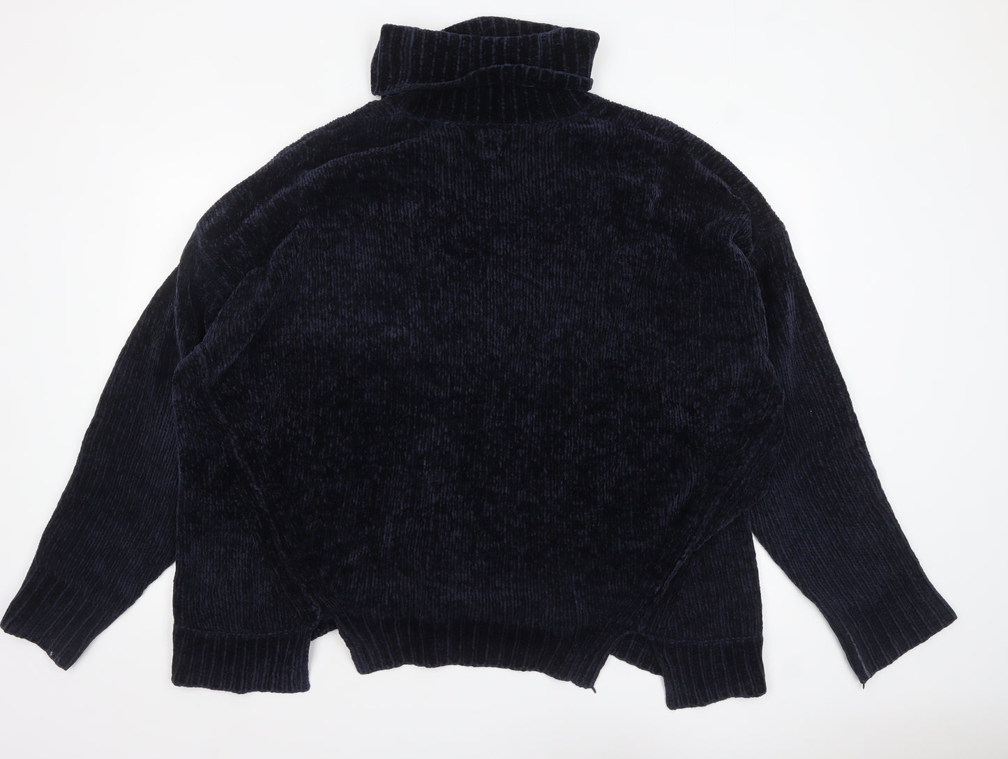 River Island Women’s Blue Roll Neck Chunky Knit Pullover Jumper L