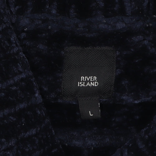 River Island Women’s Blue Roll Neck Chunky Knit Pullover Jumper L